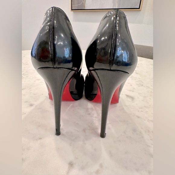 Christian Louboutin Paris Simple 100 mm Black Patent Leather Almond Toe Pumps - Picture 8 of 13